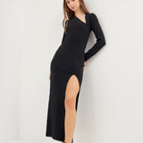 Cut Out Long Sleeve Maxi Dress