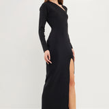 Cut Out Long Sleeve Maxi Dress
