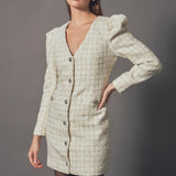 Premium Long-Sleeve Tweed Mini Dress