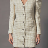 Premium Long-Sleeve Tweed Mini Dress