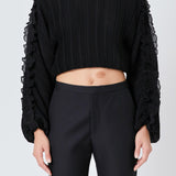 Cropped Plisse Blouse