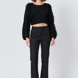 Cropped Plisse Blouse