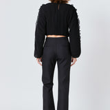 Cropped Plisse Blouse