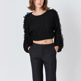 Cropped Plisse Blouse