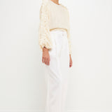 Cropped Plisse Blouse