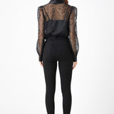 Embroidered Mesh See Through Blouse