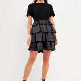 Boucle Satin Mini Dress