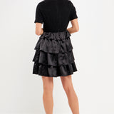 Boucle Satin Mini Dress