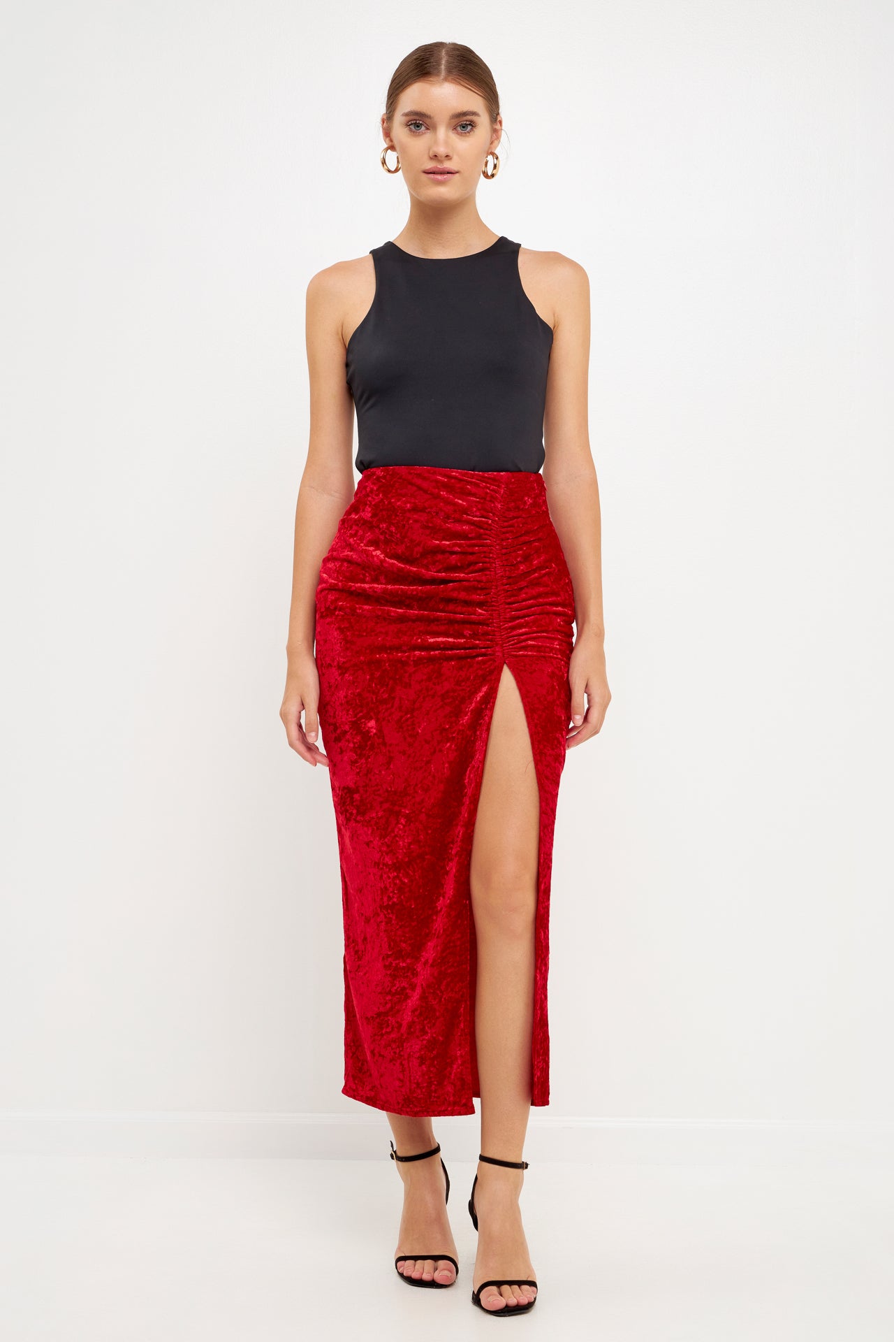 Red velvet maxi skirt Clearance