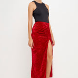 Velvet Ruched Maxi Skirt