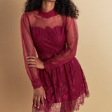 Long Sleeve Lace Mini Dress