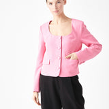 Scooped U Buttoned Top