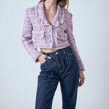 Tonal Boucle Tweed Short Blazer
