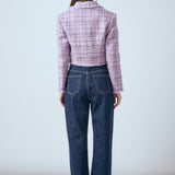 Tonal Boucle Tweed Short Blazer