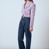 Tonal Boucle Tweed Short Blazer