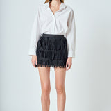 Faux Suede Fringe Mini Skirt