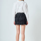 Faux Suede Fringe Mini Skirt