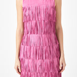 Tiered Faux Suede Fringe Mini Dress
