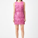 Tiered Faux Suede Fringe Mini Dress