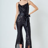 Sequin Spaghetti Strap Jumpsuit