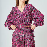 Chiffon Floral Printed Ruffled Crop Top