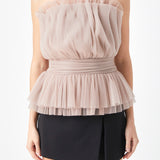 Strapless Tulle Banded Top