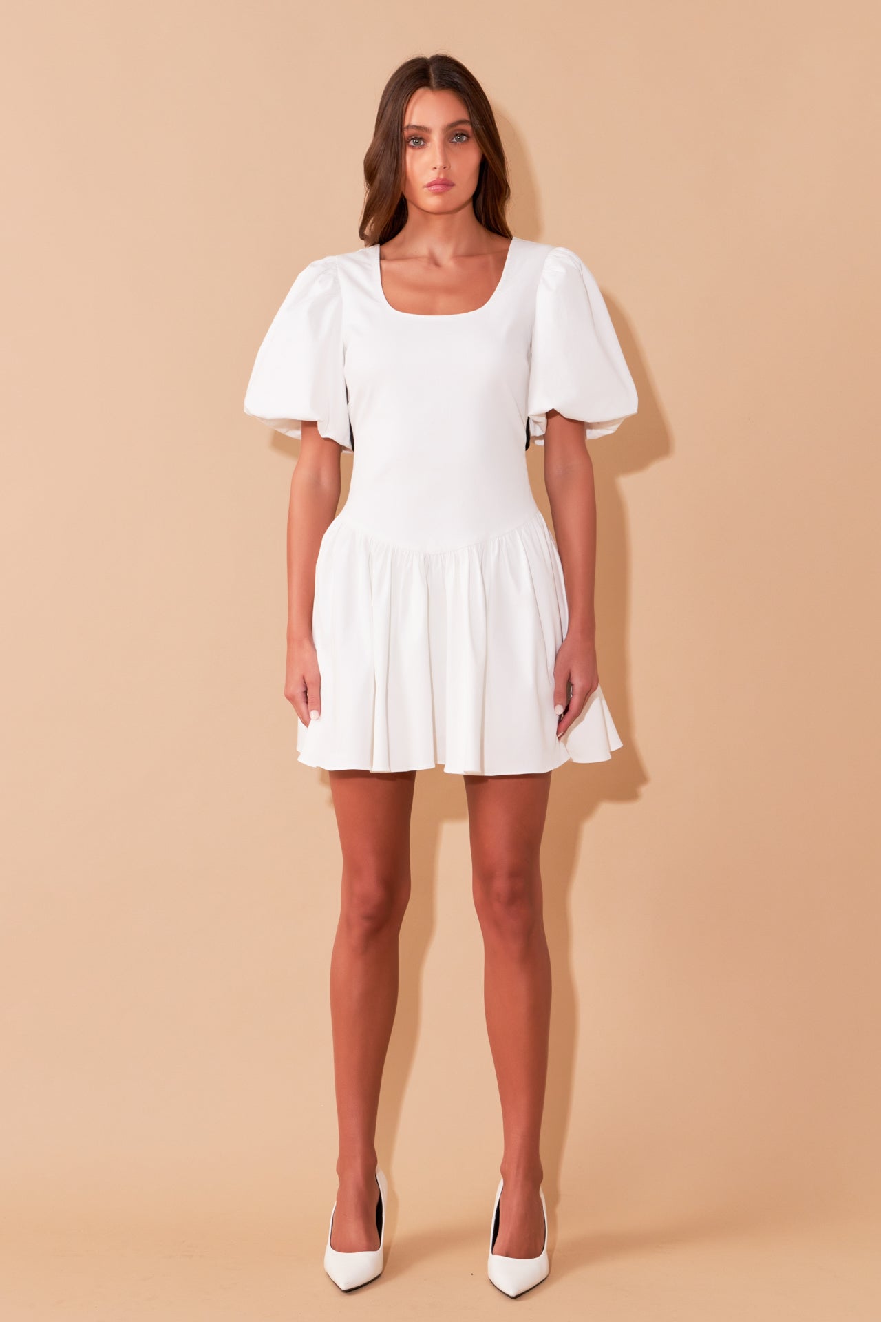 Contrast Bow Low Back Mini Dress – Endless Rose - Main Image