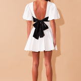 Contrast Bow Low Back Mini Dress