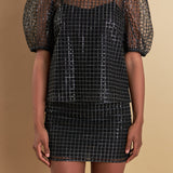 Sequins Mesh Grid Top