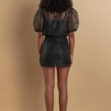 Sequins Gridded Mesh Skirt