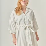 Blouson Sleeve Belted Shirt Dress