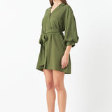 Belted Mini Shirt Dress