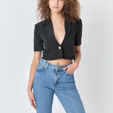 Cropped Short Sleeve Blazer