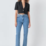 Cropped Short Sleeve Blazer