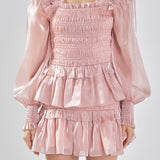 Sheen Smocked Long Sleeve Mini Dress
