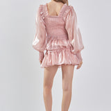 Sheen Smocked Long Sleeve Mini Dress