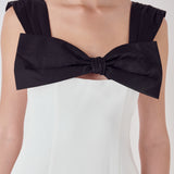 Mixed Media Bow Mini Dress