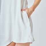 Shoulder Pintucked Asymmetrical Mini Dress