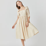 Bow Shoulder Tie Midi Dress