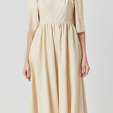 Bow Shoulder Tie Midi Dress