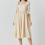 Bow Shoulder Tie Midi Dress