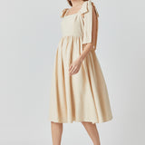 Bow Shoulder Tie Midi Dress