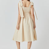Bow Shoulder Tie Midi Dress