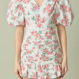 Floral Linen Puff Sleeve Top