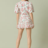 Floral Linen Puff Sleeve Top
