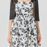 Contrast Bow Strap Printed Mini Dress