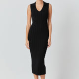 Sleeveless Rib Knit Maxi Dress