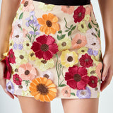 Floral Embroidered Mini Skirt