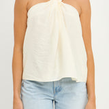 Loop Halter Neck with Cross Back Detail