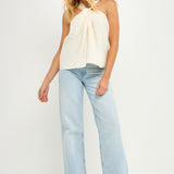 Loop Halter Neck with Cross Back Detail